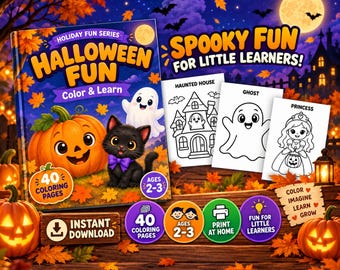 Halloween Coloring Pages for Toddlers Ages 2–3 | 40 Printable Pages | Digital PDF