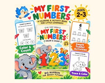 My First Numbers Coloring Pages – 30 Counting & Tracing Activities (Ages 2-3) (PDF)