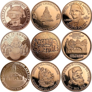 Christmas Series (Snowflake Back Design) 1 oz .999 Pure Copper BU Round / Challenge Coin