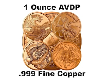 World of Dragons Series 1 oz .999 Pure Copper Round Challenge Coins