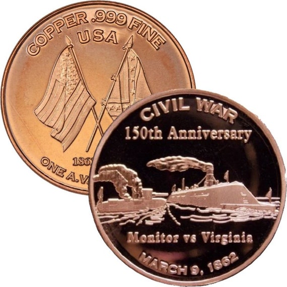 LOT OF 8 DIFFERENT 1 OZ CIVIL WAR COPPER ROUNDS