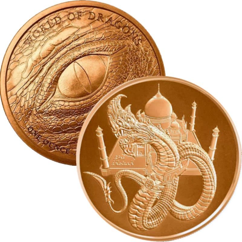 World of Dragons Series 1 Oz .999 Pure Copper Round Challenge