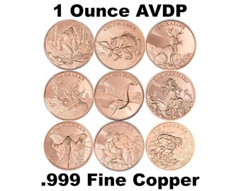 Cryptozoology Series 1 oz .999 Pure Copper BU Round Challenge Coins