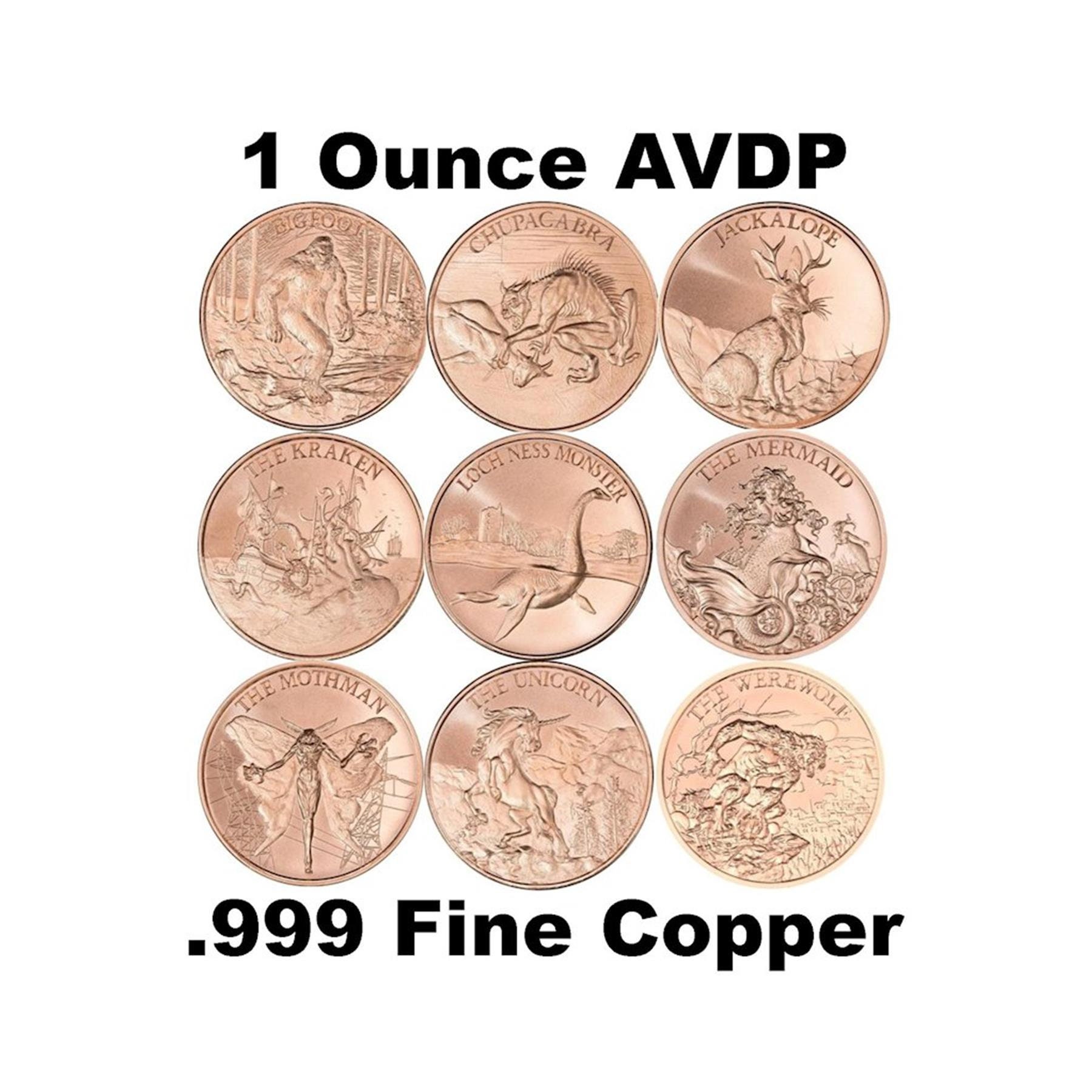 Cryptozoology Series 1 Oz .999 Pure Copper BU Round Challenge