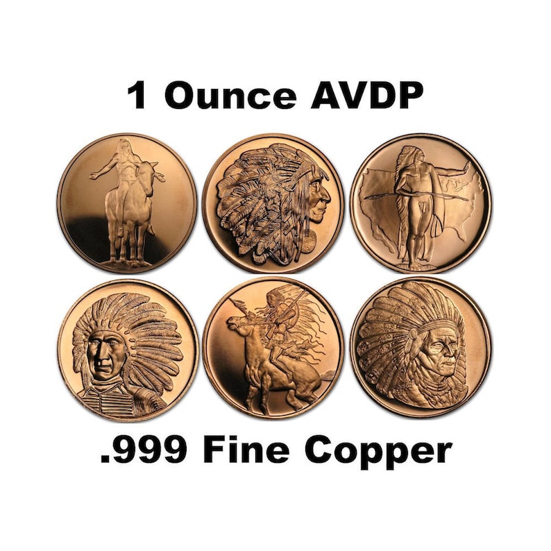 1 oz copper coin Native American Indian series # 2 copper bullion round
