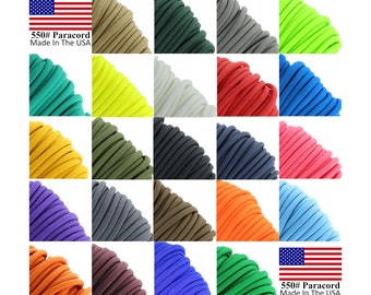 550# Type III Solid Color Paracord ~ Made in the USA ~ 26 Colors to Choose From!