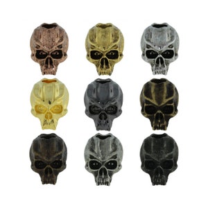 Cyber Skull Paracord/Leather Lanyard Bead by Schmuckatelli Co.