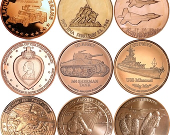 Military / Armed Forces 1 oz .999 Pure Copper Round Challenge Coins
