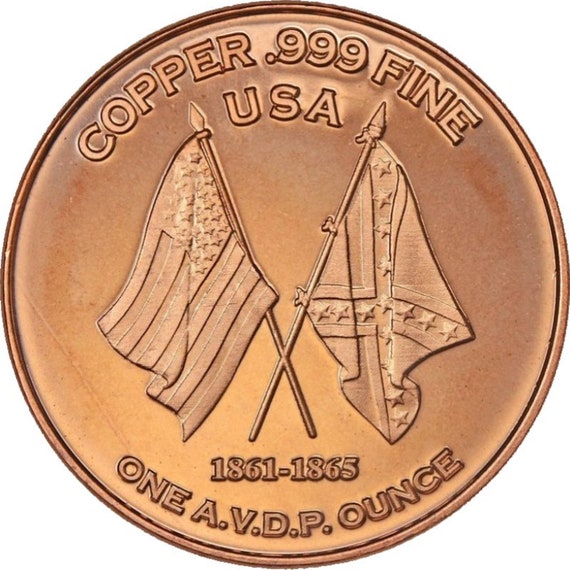 1 OZ COPPER ROUND CIVIL WAR 1862 MONITOR VS VIRGINIA MARCH 9