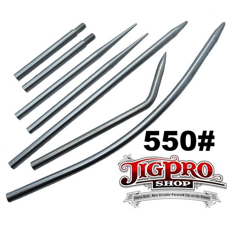Stainless Steel 550 Type III Paracord Fid, Jig, Lacing, Stitching Needles Master Set
