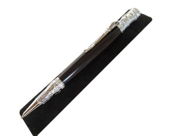 Hand Turned Federal Twist Pen in Ebony & Chrome