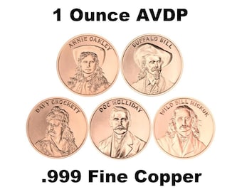 Wild West Legends Series 1 oz .999 Pure Copper BU Round Challenge Coins