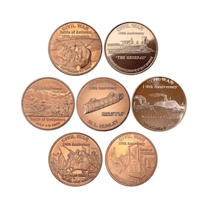 Civil War Series 1 oz .999 Pure Copper Rounds / Challenge Coins