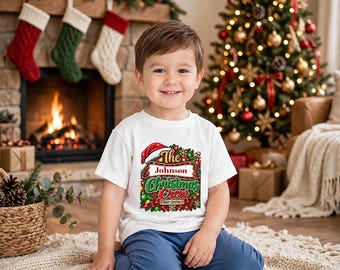 Camiseta navideña personalizada para niños pequeños, camiseta navideña familiar personalizada, camiseta navideña infantil a juego.