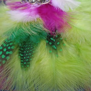 Lime, Neon Green and Purple Feather Fascinator, Hair Clip or Hat Pin image 4