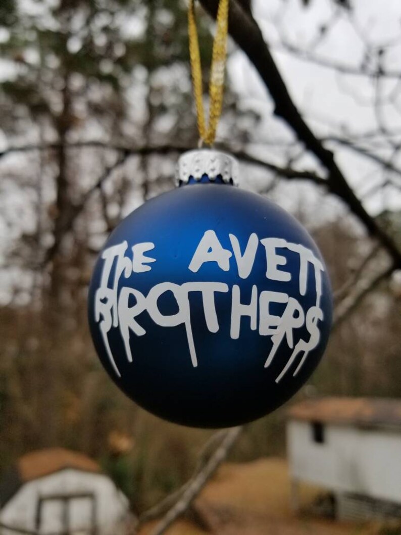 Avett Brothers Round Glass Christmas Ornament Blue Or Red