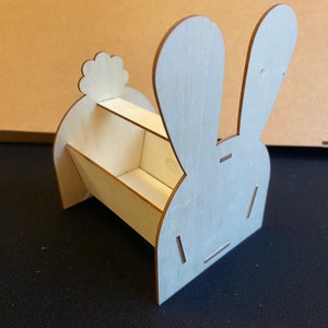 MINI WOODEN FEEEDER | Bunny Rabbit Shaped Hay Storage Flower Mix Blend Forage Treat Enrichment Small Animals Guinea Pigs Boredom Buster