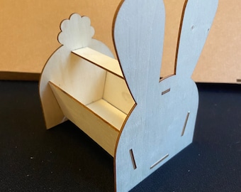 MINI WOODEN FEEEDER | Bunny Rabbit Shaped Hay Storage Flower Mix Blend Forage Treat Enrichment Small Animals Guinea Pigs Boredom Buster