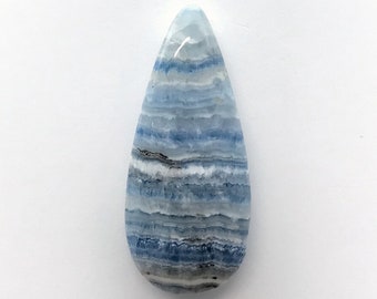 Lapis Lace Agate Cabochon - Teardrop 20x46 mm Cabochon - Wedgewood Agate