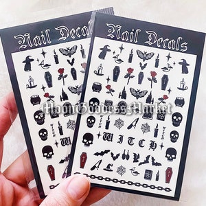 Goth Dark Pagan Witch Nail Decals | Nails Death Moth | Horror | Castle | Roses | Waterslide Nail Art | Moon Goddess Market  | Handmade gift