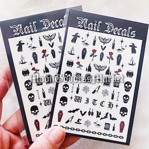 Goth Dark Pagan Witch Nail Decals | Nails Death Moth | Horror | Castle | Roses | Waterslide Nail Art | Moon Goddess Market  | Handmade gift