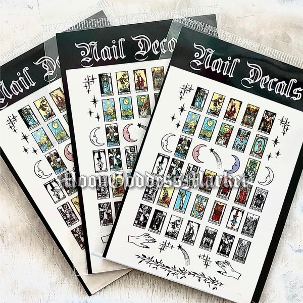 NEW & Improved! TAROT CARD Nail Decals Waterslide Type Mystical Magickal Nails stickers  | Handmade gift | Witchy stuff