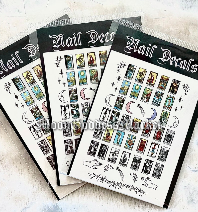 NEW & Improved TAROT CARD Nail Decals Waterslide Type Mystical Magickal Nails stickers Handmade gift Witchy stuff image 1