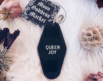 Queer Joy | LGBTQIA | Moon Goddess Market | Motel Hotel Keychain | Goth | Sassy  | Handmade gift