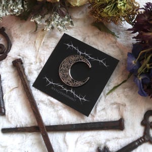 Rose Moon Lapel Pin | Moon Goddess Market Original | Pins for your stuff | Lapel Pin Witchy Occult | Handmade gift