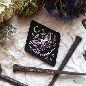 The Original Not so common 3&quot; tall Moth Patch Moon Stars by ©MoonGoddessMarket  | Handmade gift | Witchy things
