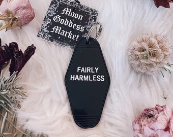 Fairly Harmless | Moon Goddess Market | Motel Hotel Keychain | Goth | Sassy | Handmade gift