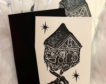 Baba Yaga Witch Chicken House Holiday Card Christmas Card Yule Card