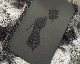 Hand Printed Knight Gauntlet Journal: Medieval Goth A5 Notebook