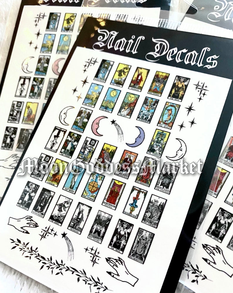 NEW & Improved TAROT CARD Nail Decals Waterslide Type Mystical Magickal Nails stickers Handmade gift Witchy stuff image 2