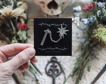 Morningstar Flail Lapel Pin | Handmade Spike Ball Brooch