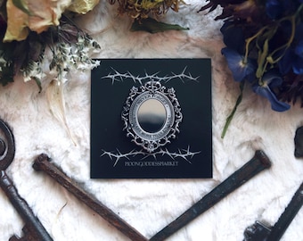 Mirror Lapel Pin | Protective Wearable Pin | Witchy Antique Silver Victorian Design
