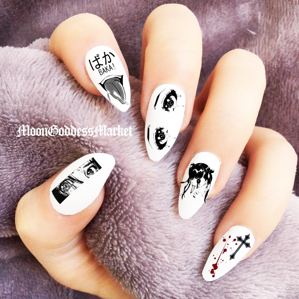 Anime Sexy Ahegao Blood Fighter Nail Decals Waterslide Nails Etsy 