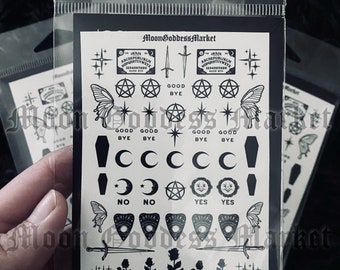 Pagan Ouija Board Witch Nail Decals Waterslide Type Mystical Magickal Nails Witchy Occult Style | Handmade gift | Witchy Stuff