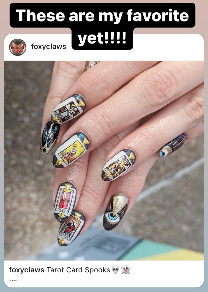 NEW & Improved TAROT CARD Nail Decals Waterslide Type Mystical Magickal Nails stickers Handmade gift Witchy stuff image 3