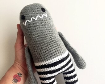15” Tall Striped Pants Monster • Handmade Knit Stuffed Monster