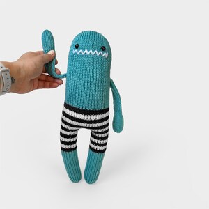 14 Tall Striped Pants Monster Handmade Knit Stuffed Monster image 1