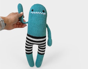14” Tall Striped Pants Monster • Handmade Knit Stuffed Monster