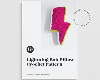 CROCHET PATTERN • Lightning Bolt Pillow • Plushie, Pillow, Aesthetic, Home Decor