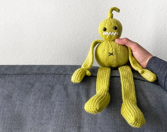 15” Tall Top Knot Monster • Handmade Knit Stuffed Monster