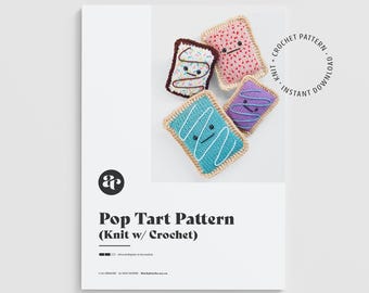 PATRÓN DE PUNTO + GANCHILLO • Pop Tart • Amigurumi de peluche hecho a mano