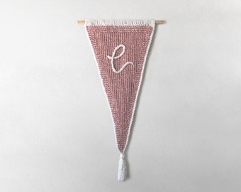 Velvet Cursive Letter Banner Wall Hanging • Handmade Knit Home Decor