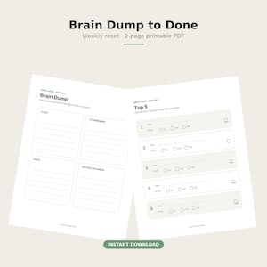 Printbare weekplanner voor ADHD, werkblad voor het opschrijven van ideeën, planner voor een wekelijkse reset, productiviteitssysteem voor ADHD, printbare prioriteitenplanner