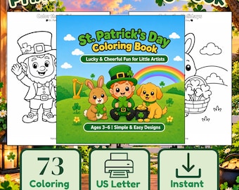 St. Patrick's Day Coloring Book for Kids | 73 Printable Pages (Digital Download)