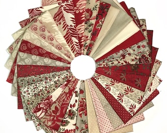 French General for Moda Fabrics Esprit de Noel Collection One 30 Piece Fat Quarter Yard Bundle