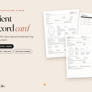 Ficha de Cadastro de Clientes de Esteticista, Formulário de Cuidados com a Pele Preenchível, Registro de Tratamentos Faciais (PDF)